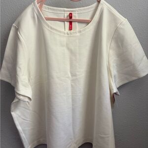 NWT SPANX White Stretch Twill Short Sleeve Top Sz 3X